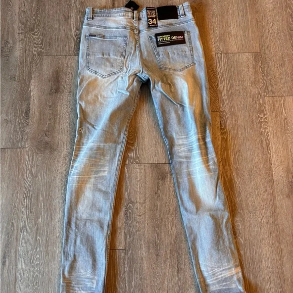 Men's Classic Light Blue Skinny Jeans - Picture 4 of 4